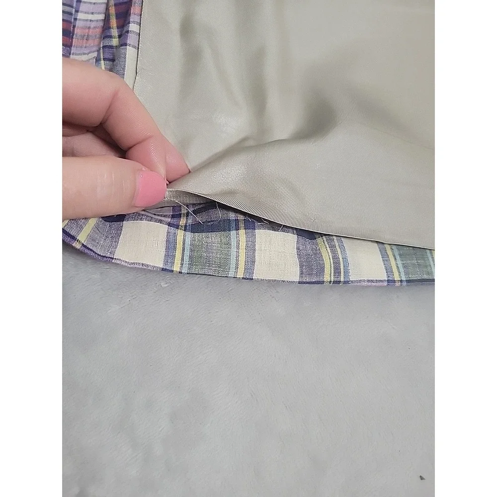 Vintage Brooks Brothers Multicolor Plaid Madras Cotton Sack Blazer 43L